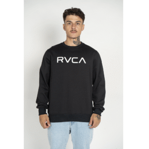 MOLETOM CARECA BIG RVCA CREW 270G PRETO